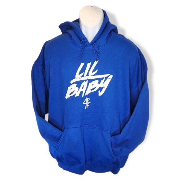 Lil Baby Gildan Men's Blue Pullover Hoodie with Front Pockets - Size XL - Picture 1 of 4